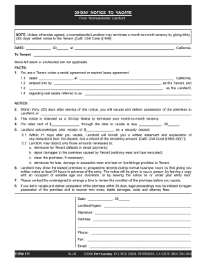 Notice to terminate monthtomonth lease