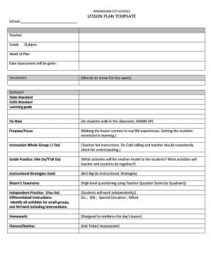 Birmingham City Schools Lesson Plan Template