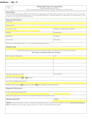 Sturgis Rally Sales Tax Application