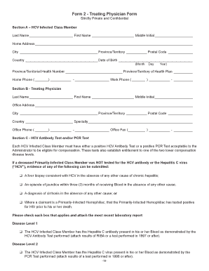 HCV Infected Class Member Form