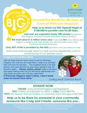 Primrose Hospice BIG Appeal Donation Form