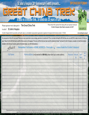 St John's Hospice Sponsor Form