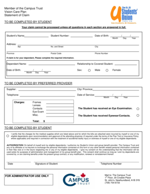Vision Care Plan Statement of Claim
