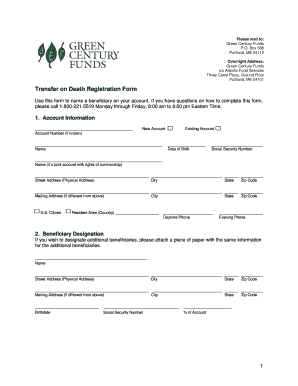 Transfer on Death Registration Form