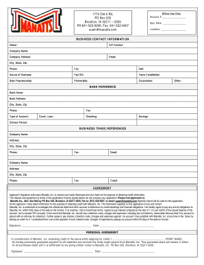 Business Credit Application Form