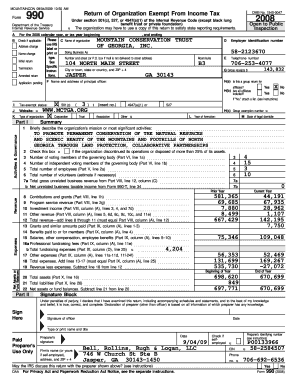 Form 990 2008 Tax Exempt Organization Return