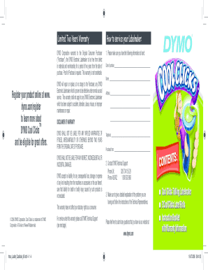 DYMO Limited Two Year Warranty Form
