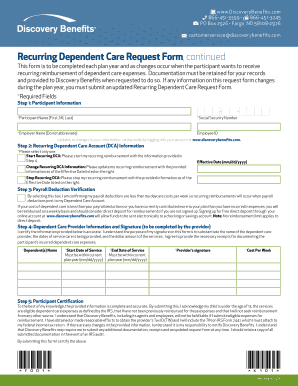 Recurring Dependent Care Request Form