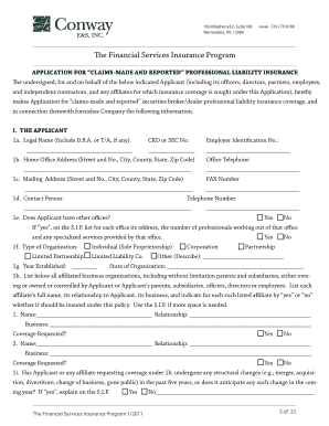Professional Liability Insurance Application