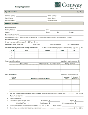 Garage Application Form