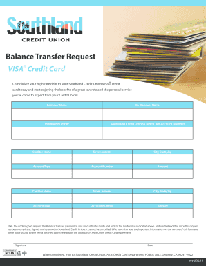 Visa Credit Card Balance Transfer Request