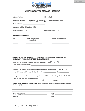 ATM Transaction Research Request Form