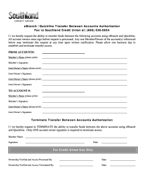 eBranch Quickline Transfer Authorization