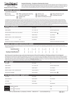 Southland Credit Union Membership Application