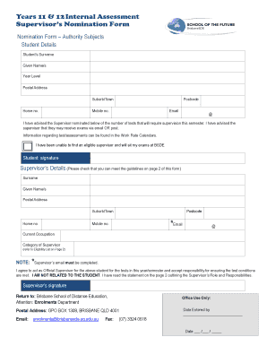 Supervisor Nomination Form