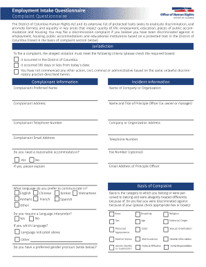 Employment Intake Questionnaire