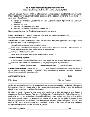 HSA Account Opening Disclosure Form