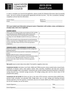 2015-2016 Asset Form