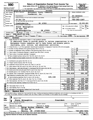 Form 990 Tax Exempt Organization Return