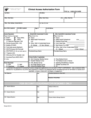 Clinical Access Authorization Form