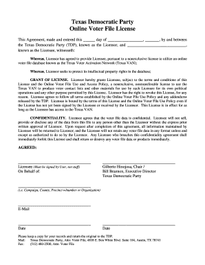 Texas Democratic Party Voter File License Agreement