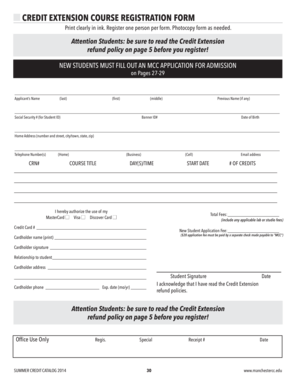 Credit Extension Course Registration Form