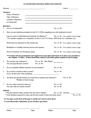 Self-Employed Debtor Questionnaire