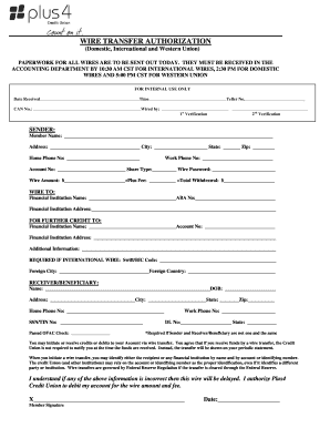 Wire Transfer Authorization Form