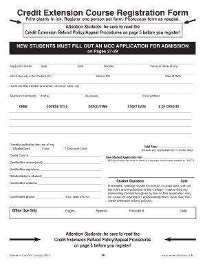 Credit Extension Course Registration Form