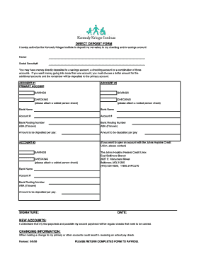 Kennedy Krieger Institute Direct Deposit Form