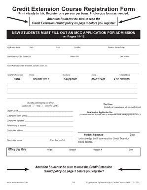 Credit Extension Course Registration Form