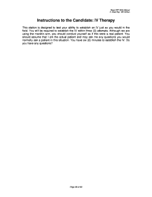 EMT IV Therapy Skills Assessment Form