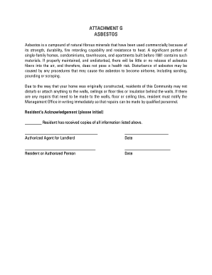 Asbestos Disclosure and Acknowledgement Form