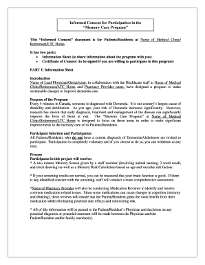 Informed Consent for Memory Care Program