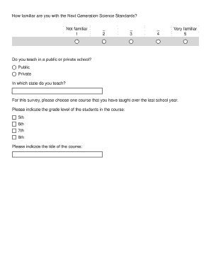 Life Science Survey Form