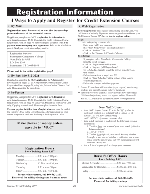 Credit Extension Course Registration Form