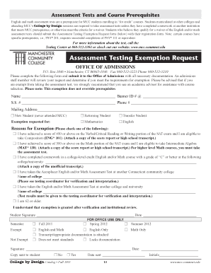 Assessment Testing Exemption Request Form