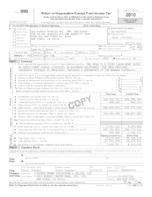 Form 990 2010 California Schools Voluntary Employee Benefit Association