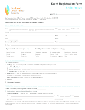 Brain Freeze Event Registration Form