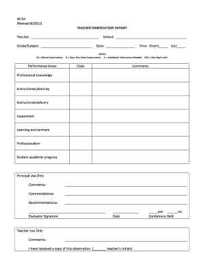 Teacher Observation Report