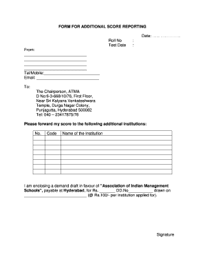 Additional Score Reporting Form