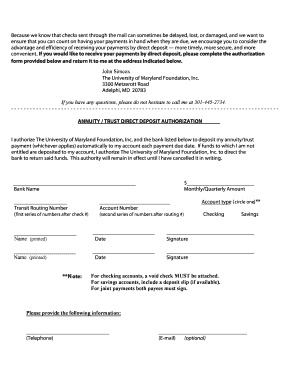 Annuity Trust Direct Deposit Authorization