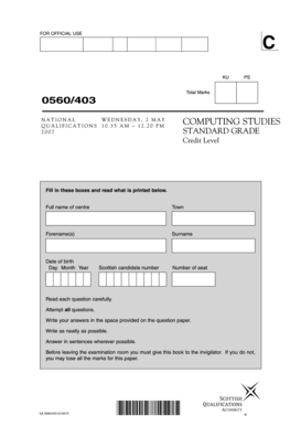 National Computing Studies Exam Form