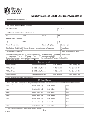 Member Business Credit Card Application