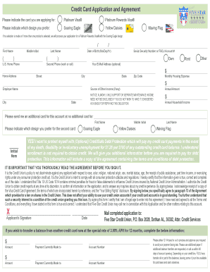 Five Star Credit Union Platinum Rewards Visa Application