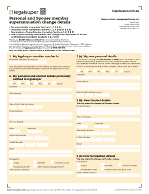 LegalSuper Member Change Details Form