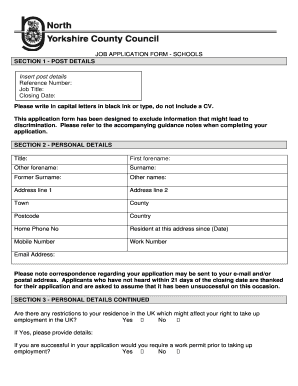 Job Application Form for Schools