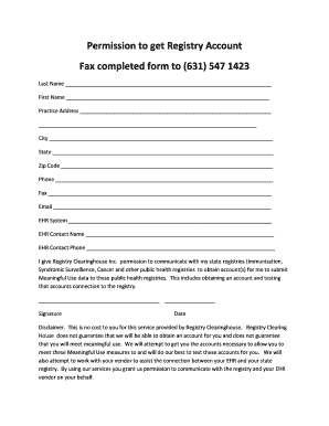 Registry Account Permission Form