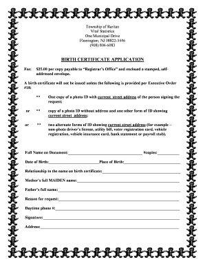 Birth Certificate Application
