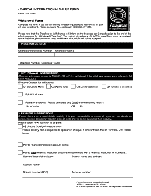 i Capital International Value Fund Withdrawal Form